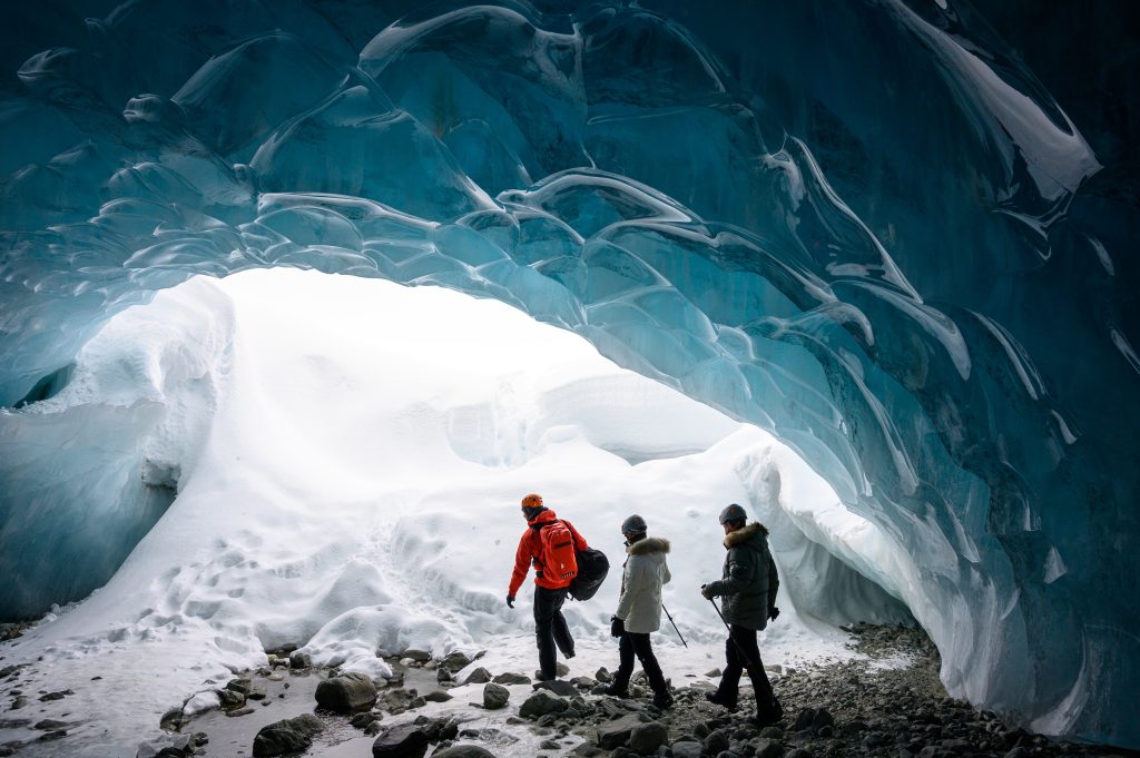Guided tour in a majestic ice cave